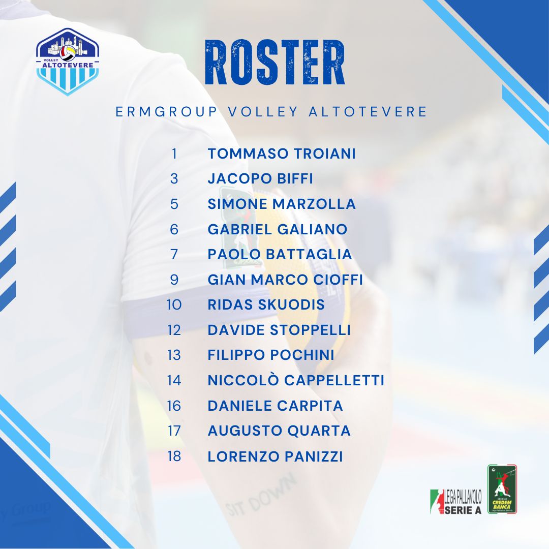 ECCO IL ROSTER DELLA SQUADRA E LO STAFF TECNICO DELLA ERMGROUP VOLLEY ALTOTEVERE PER LA STAGIONE 2024/2025